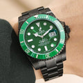 SUBMARINER 40MM CUSTOM ALL BLACK GREEN BEZEL