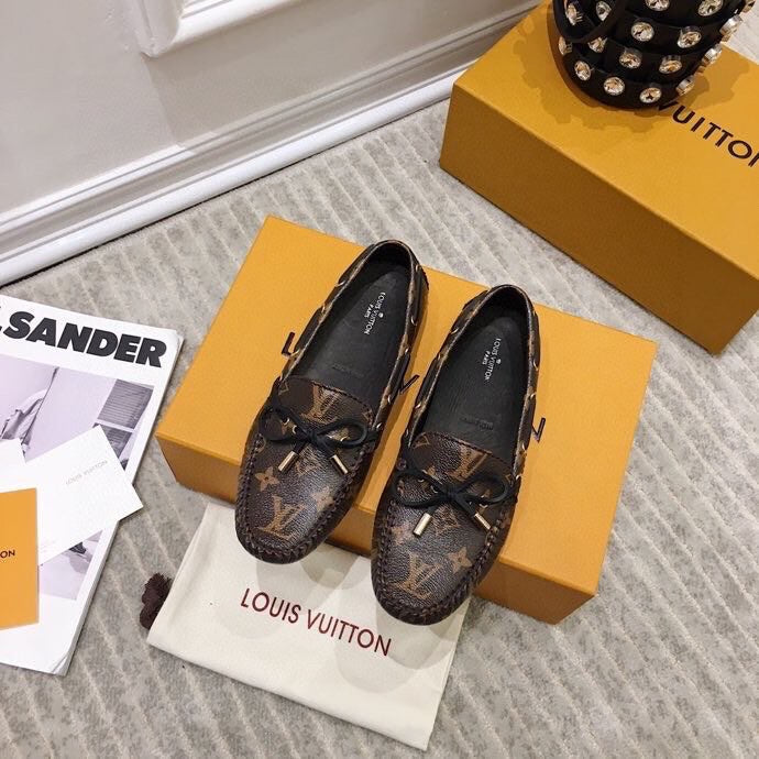 LV WOMEN'S DRIVER MOCCASIN IN CHOCOLATE BROWN MONOGRAM CALFSKIN