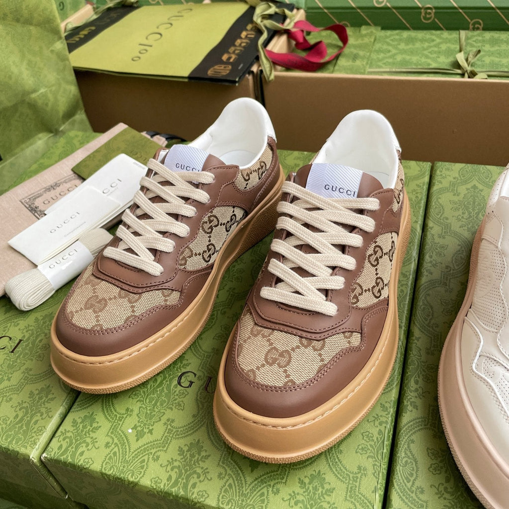GG 26 Sneaker Beige Brown Canvas Calfskin 632893