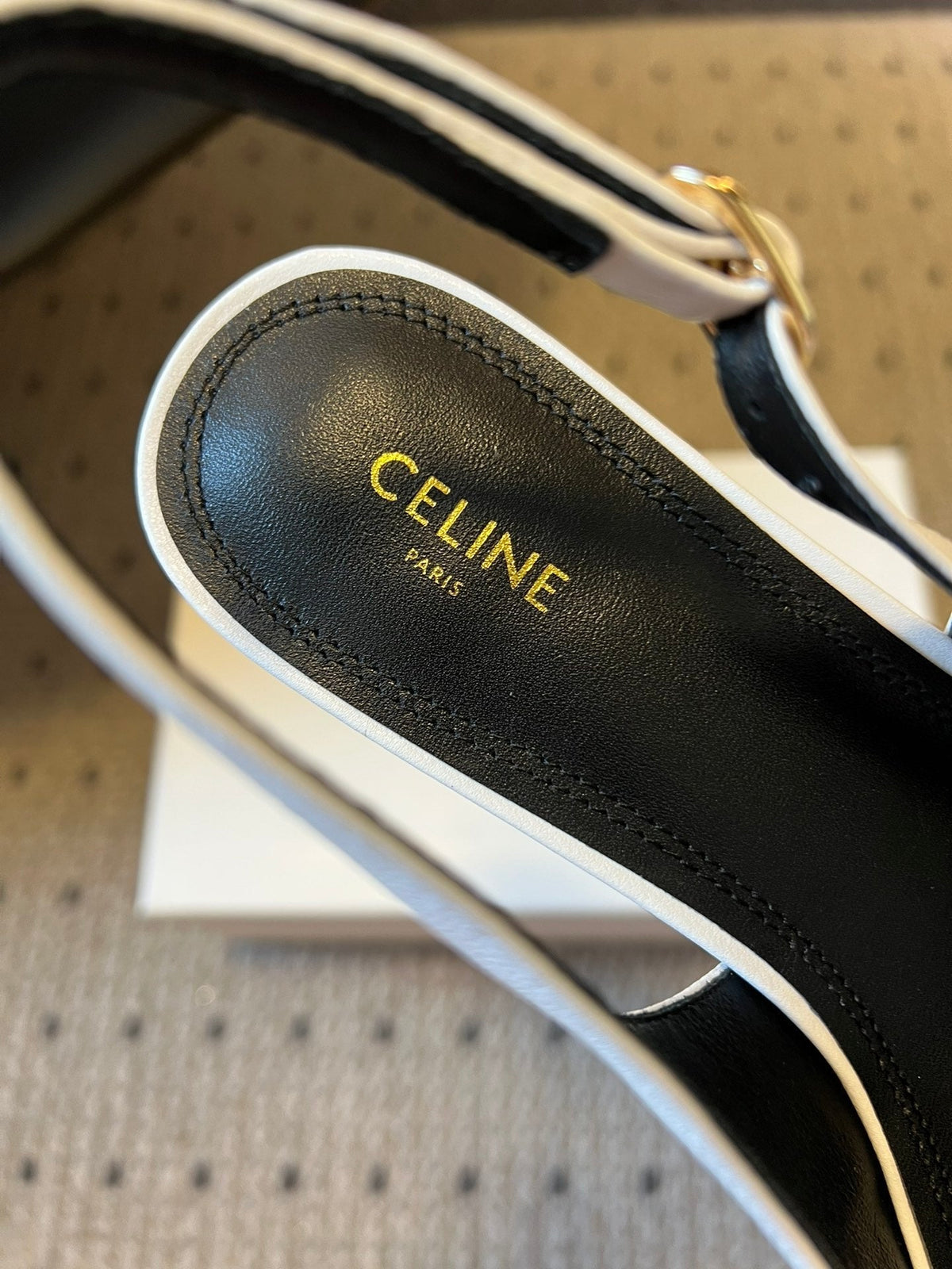 Celine 26  Pointed-Toe Slingback White Sheepskin 619636