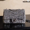 Chanel 2026 Flap Bag 21cm Silver Gray Chevron Sequin