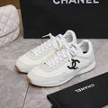 Chanel 2026 Sneaker White Black Fabric And  Embossed Suede Calfskin