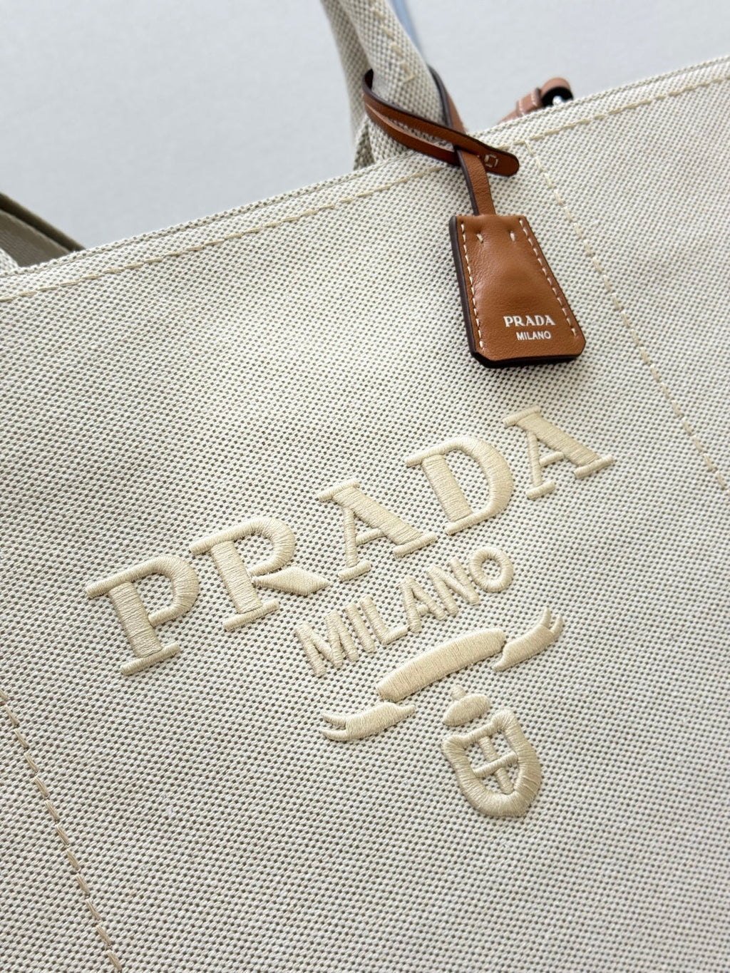 Prada 2026 Jardinière Tote Bag 43cm Cotton Canvas