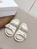 CD 26A Sandal Two Tone Canvas Cowhide Silver Buckle