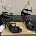 Christian Louboutin Loubigirl Spikes 100mm Sandal Grained PatentLeather 828167