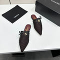 Chanel 2026 Pointed-Toe Bow Mules Mesh Sheepskin 925800