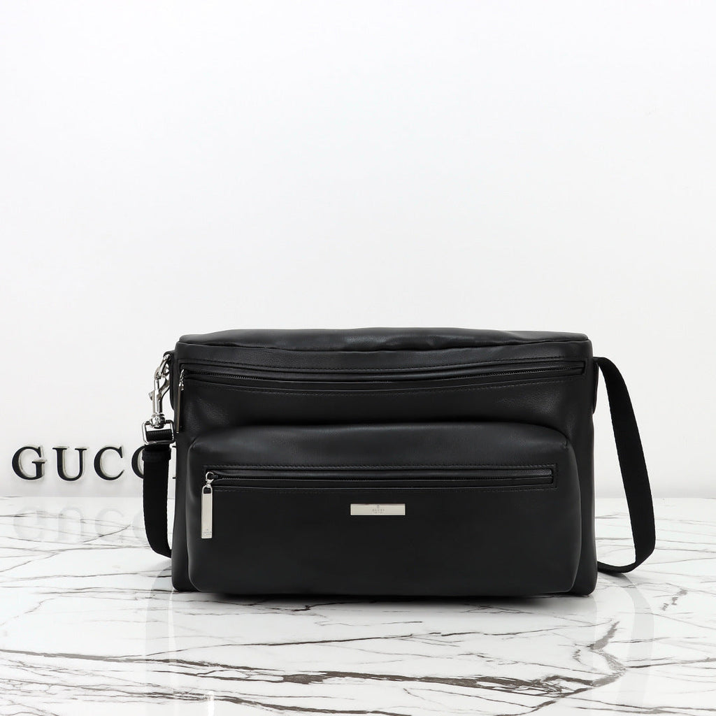 Gucci 2026 Tag Large Crossbody Bag Black Calfskin