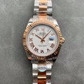 DATEJUST II GOLD STEEL WHITE DIAL ARABIC NUMERALS OYSTER BRACELET