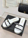CC 2026 Slippers Double C Woven Lambskin
