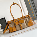 Prada 2026 Bonnie Tote Bag Brown Canvas Leather