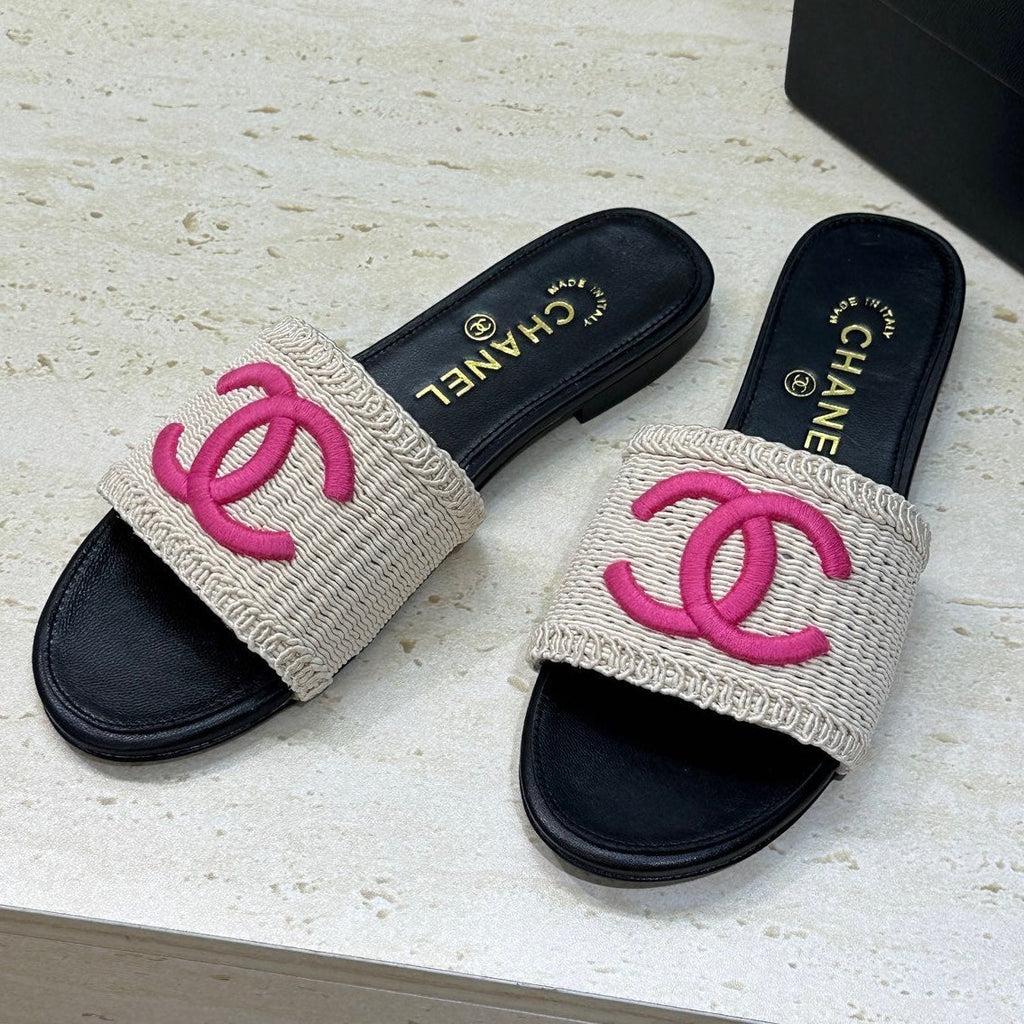Chanel 2026 Double C Letter Slipper Woven Leather 787171