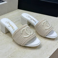 Chanel 2026 Double C Letter Sandals Woven Leather 787177