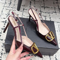Valentino 2026 VLogo Signature 80mm Slingback Pumps Grained Leather 880648