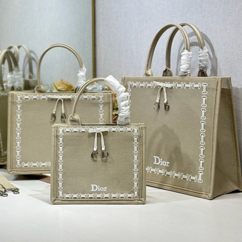 Dior 2026 Book Tote Bag Beige mix White Canvas 290893