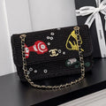 Chanel 2026  Small Cruise Flap Bag 26cm Black Braided Raffia