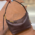 MiuMiu 2026 Spirit Pouch Bag 19cm Dark Brown Nappa Leather