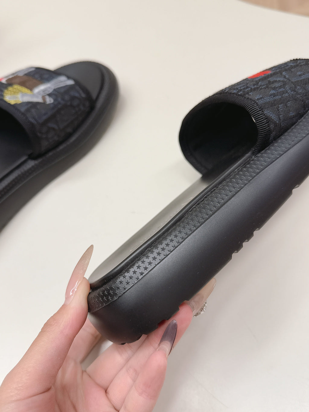 CD 26s  Slippers Black Canvas Lambskin 643805