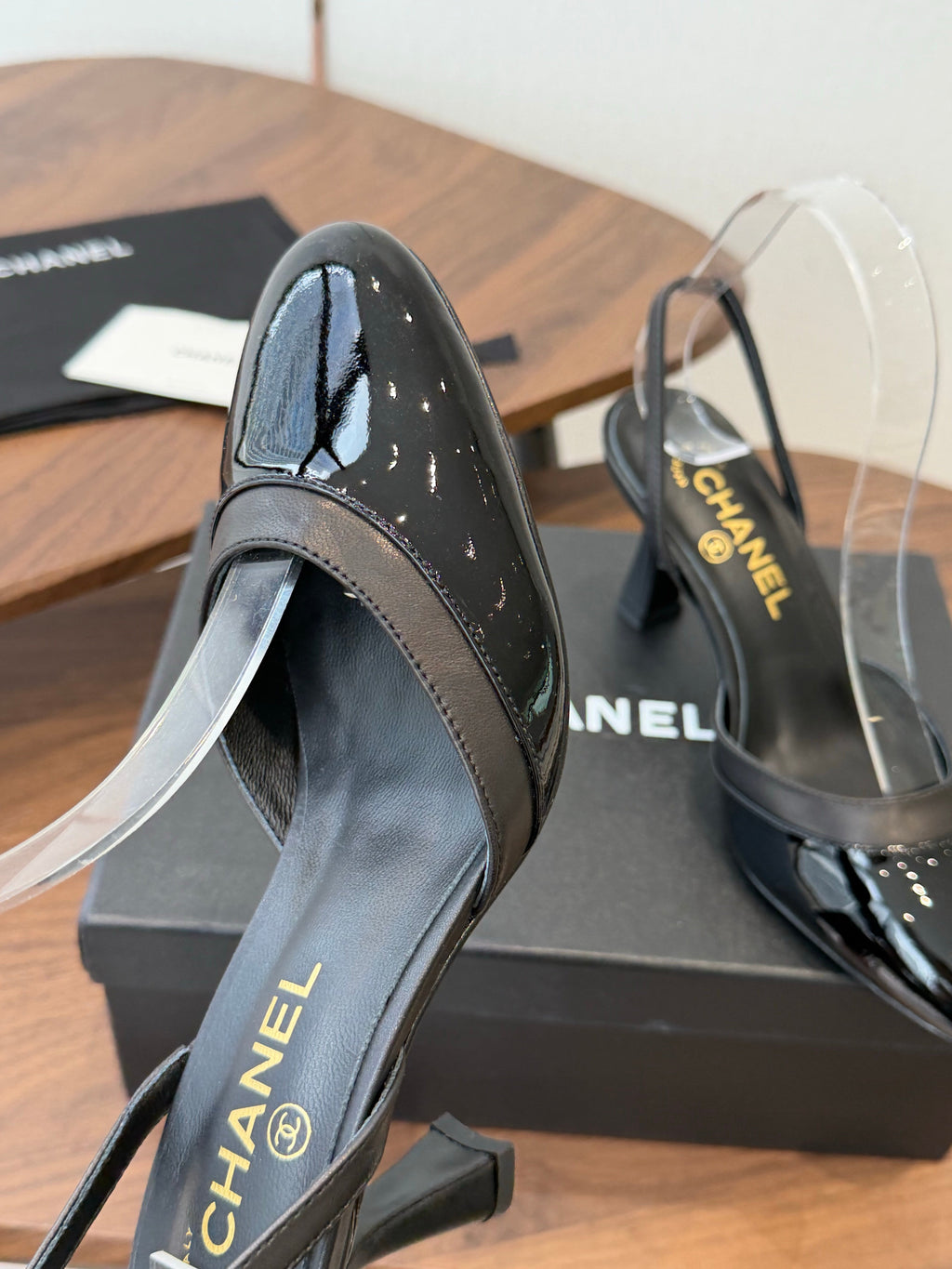 Chanel 2026 Back Strap High Heels Sheepskin Patent Leather 833962