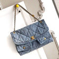 Chanel 2026 Classic Flap Bag 45cm Blue Denim Fabric Gold Hardware