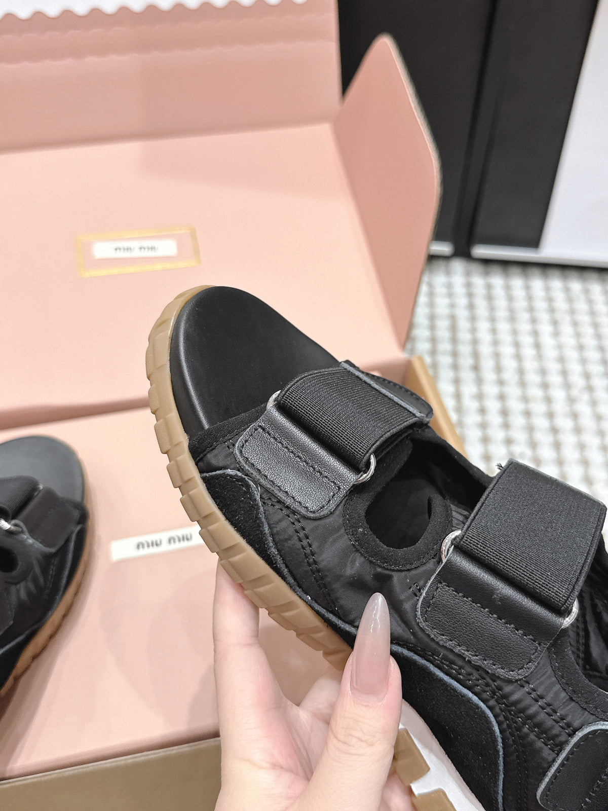 MIU 26 Platform Sandals Black Leather 632329