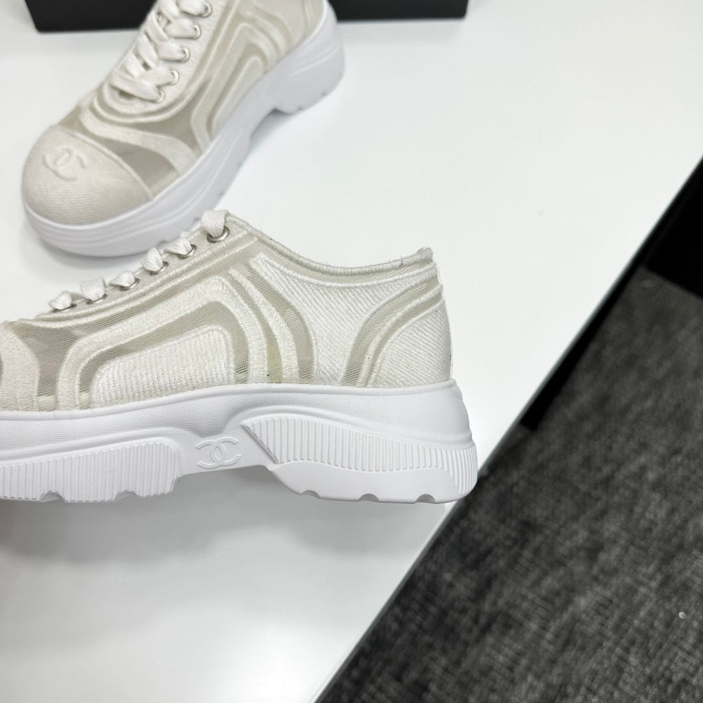 CC 26s Casual Sneakers Rhinestones White Mesh Sheepskin 626365