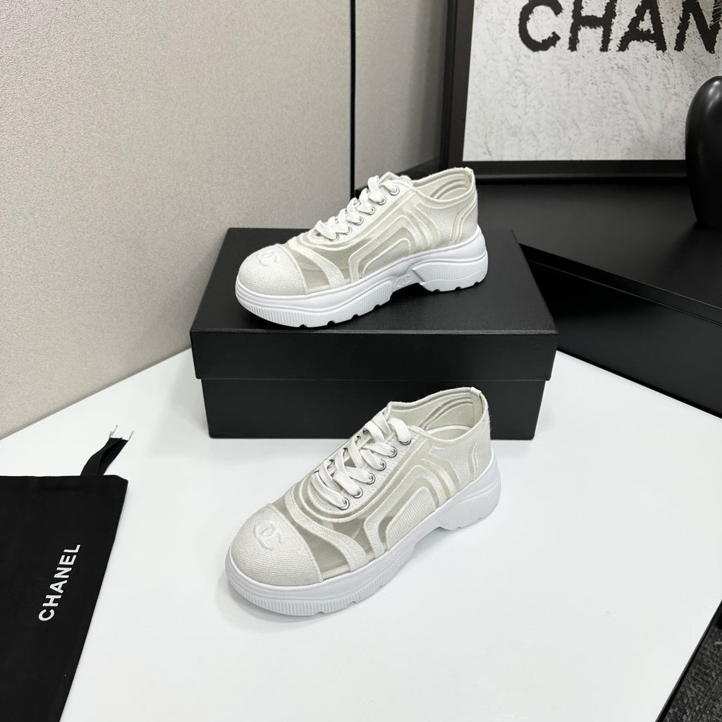 CC 26s Casual Sneakers Rhinestones White Mesh Sheepskin 626365
