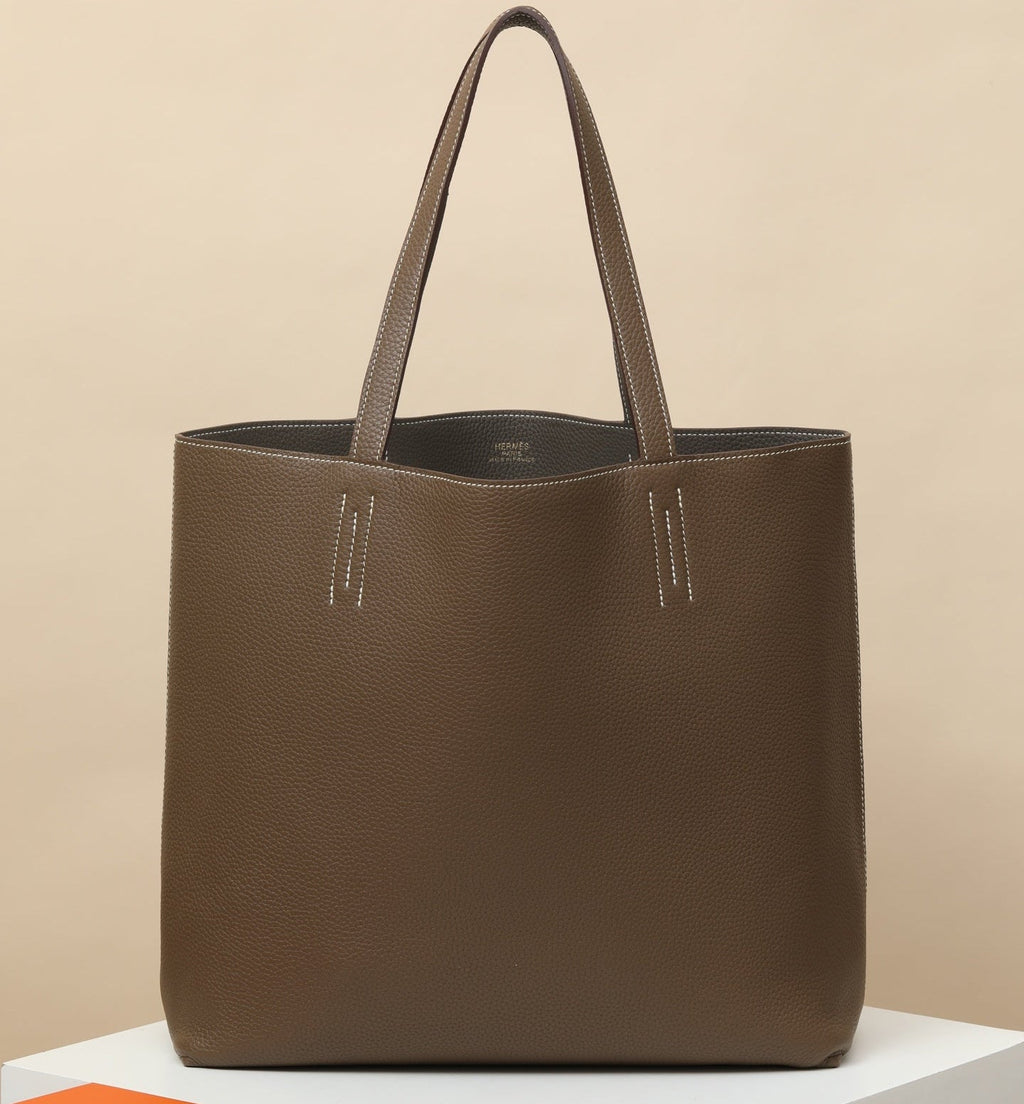 High-end Hermes 2026 Double Sens Tote Bag 35cm Clemence Leather