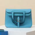 High-end Hermes 2026 Halzan Bag 25cm Candy Blue Swift Leather