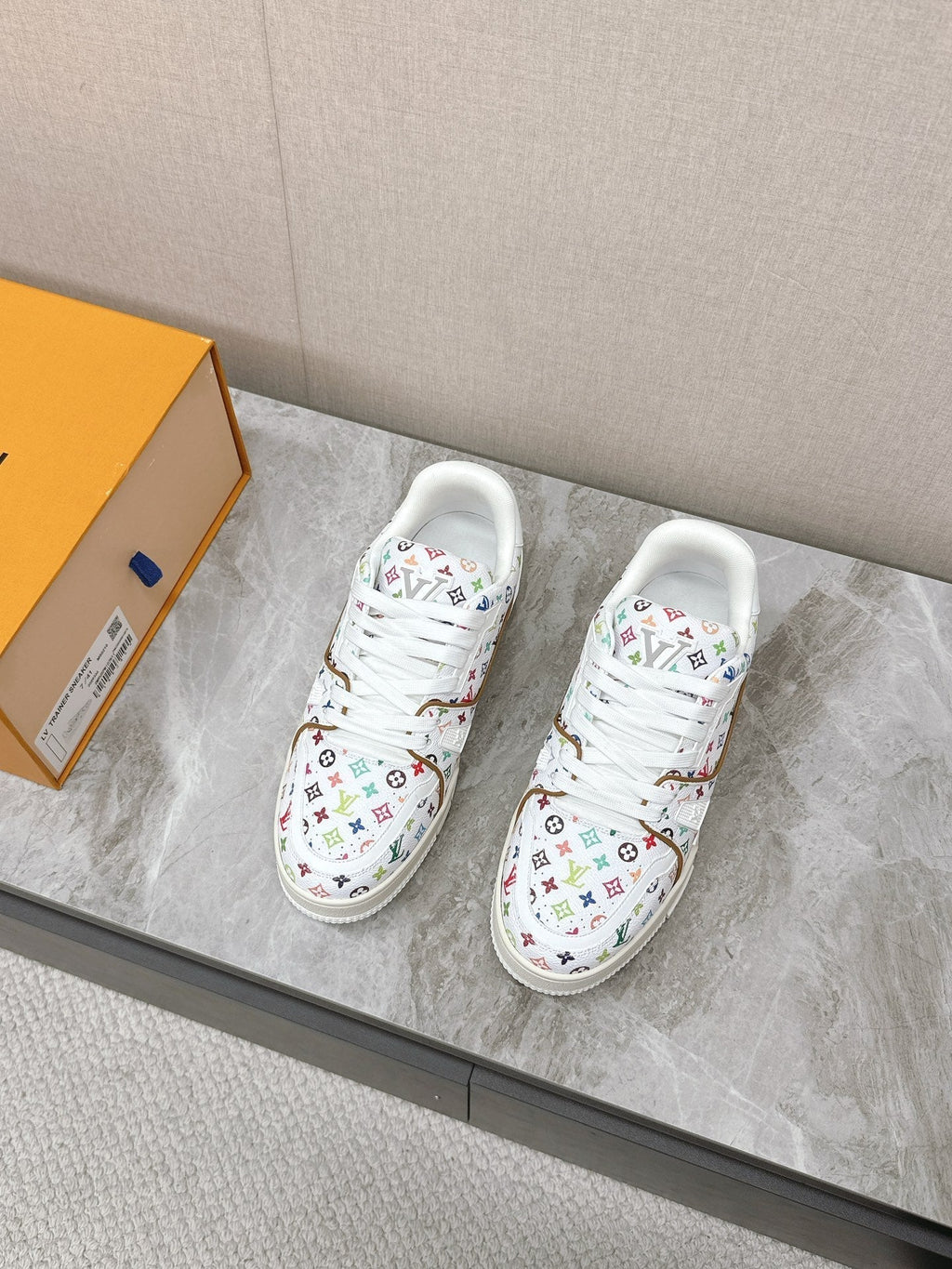 TRAINER SNEAKER IN WHITE MIX COLORFUL CALFSKIN