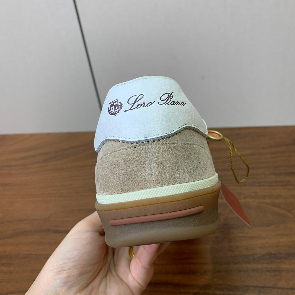 LP 26SS Velcro-strap Sneaker Beige mix White Suede Leather 606508