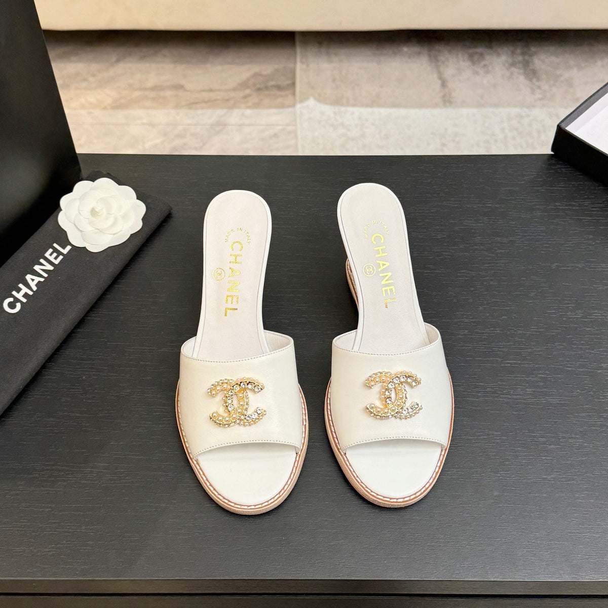 CC 2026 Wedge Sandals 65 White Lambskin 667771