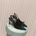 PRA 26S Slingback 85 Black Crocodile Embossed Leather 630739