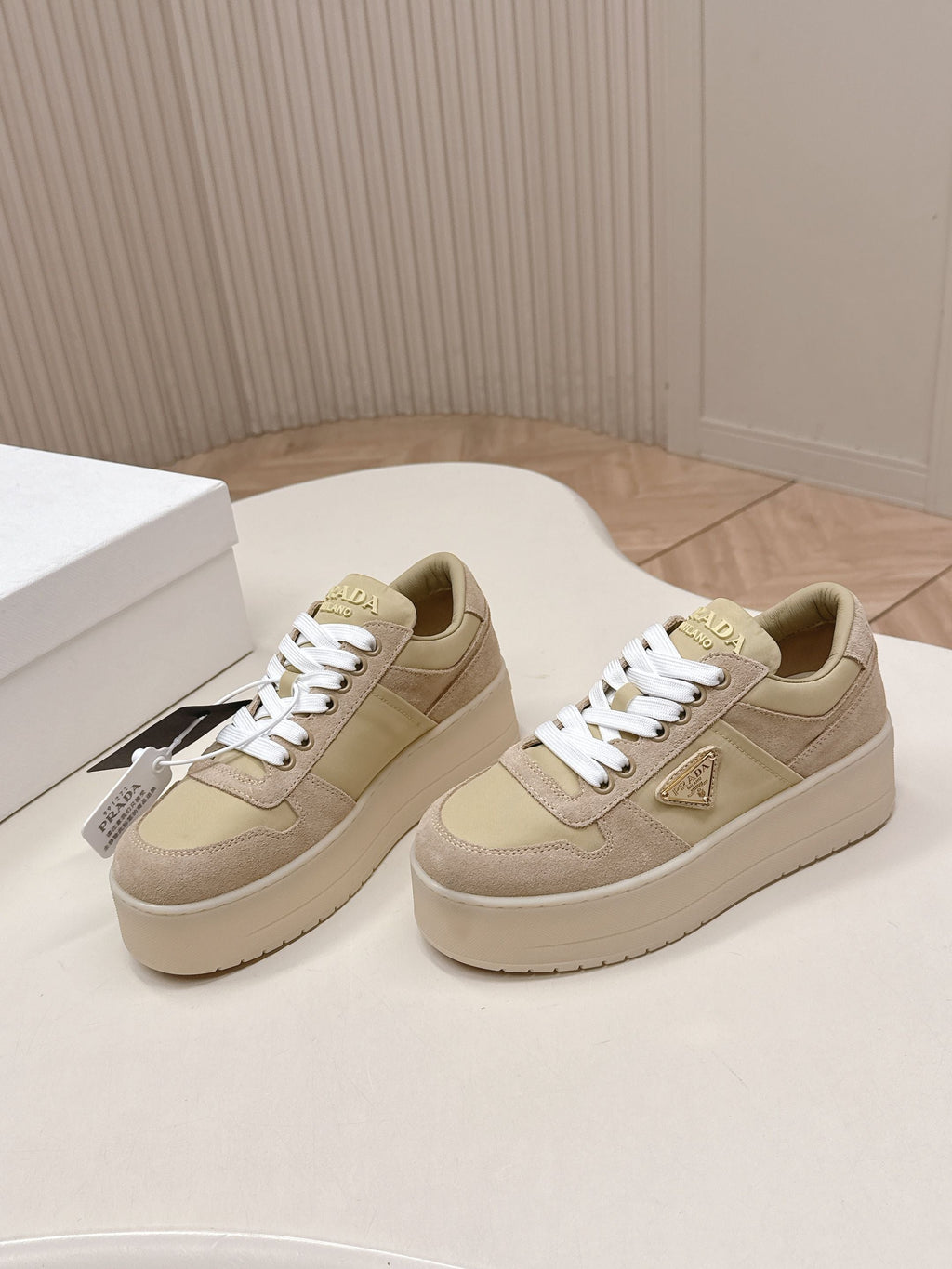 PRA 2026S Platform Sneakers 50 Beige Suede Cowhide 663493