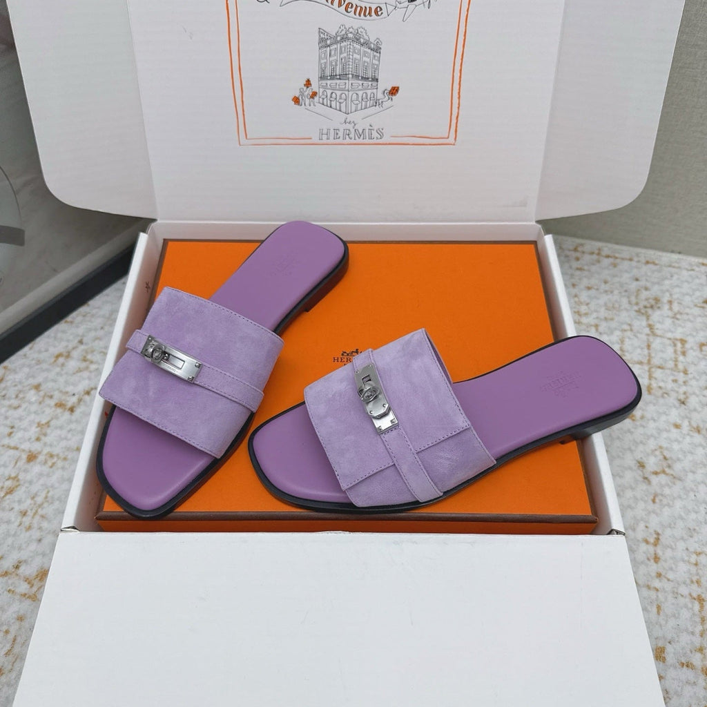 HM 26ss Oasis Sandals Purple Suede Cowhide 625177