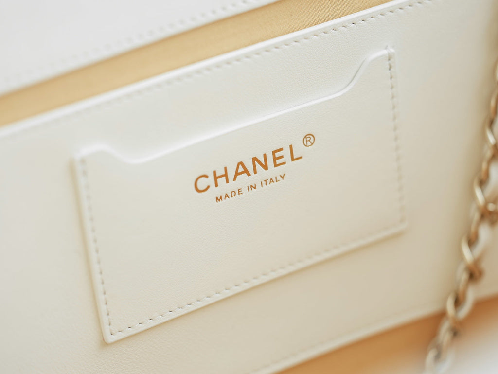 Chanel 2026 Shopping Bag 53cm Beige White Straw Lambskin