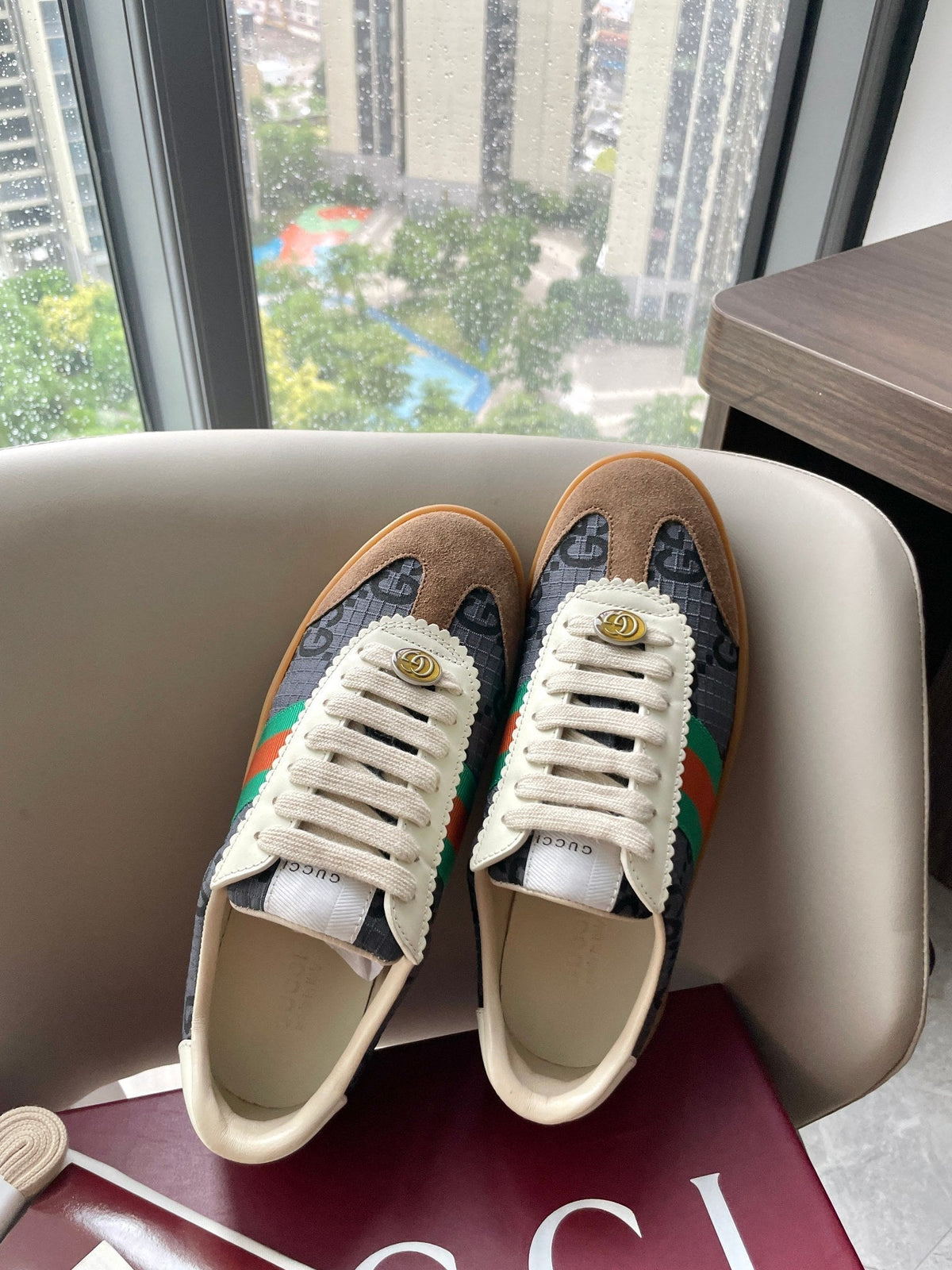 GG 26 Sneaker Brown Gray Canvas Suede 632803