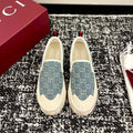 GG 26 Platform Loafers Light Blue White Monogram Denim 632827