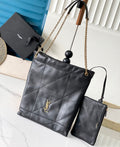 YSL 2026 Saint Laurent Puffer Tote Bag 33cm Black Calfskin