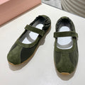 Miu Miu 2026 Ballet Flat Green Suede Fabric 618678