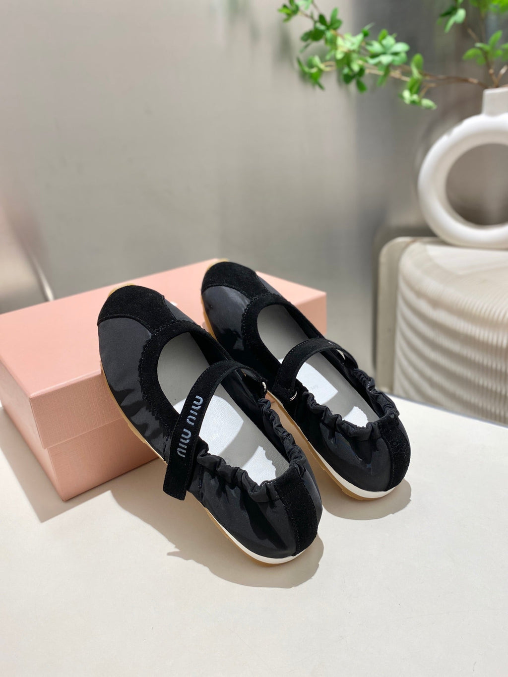 Miu Miu 2026 Ballet Flat Black Suede Fabric 618681