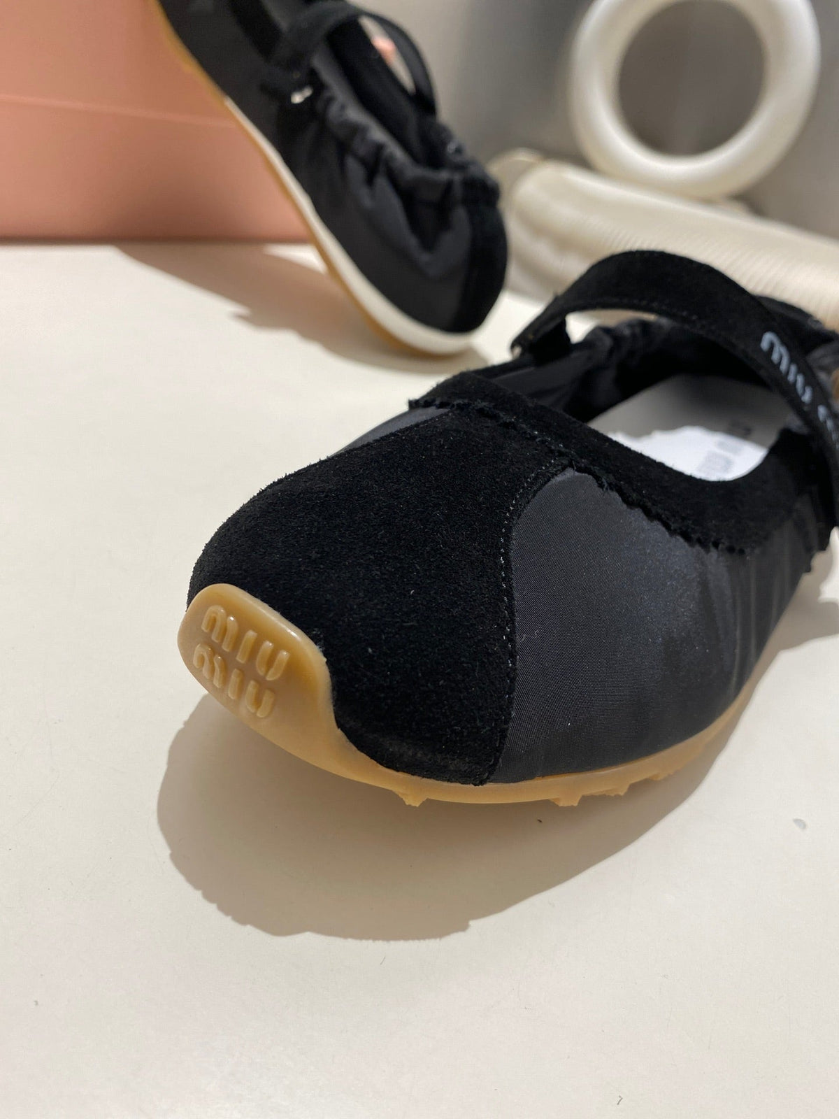 Miu Miu 2026 Ballet Flat Black Suede Fabric 618681