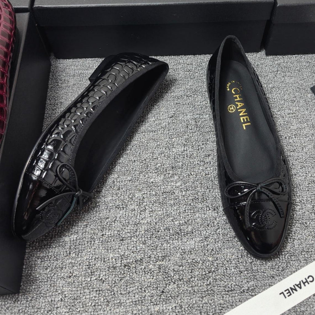 Chanel 2026 Crocodile Embossed Ballet Flat Glossy Calfskin 855991