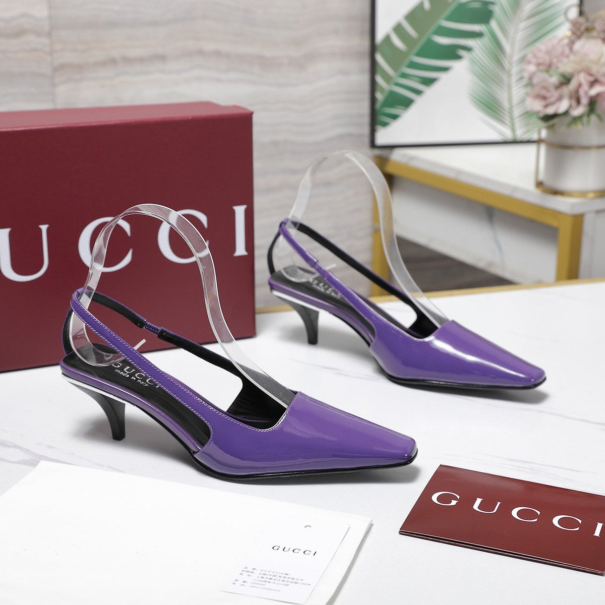GG 26ss Slingback 60 Purple Sheepskin 601091