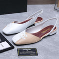 Chanel 2026 Slingback Beige White Suede Leather 758403