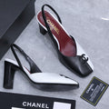 Chanel 2026 High-Heeled Slingback 85mm Black White Suede Leather 758408
