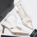 Chanel 2026 Bow Strappy High-Heeled Slingback 80mm White Cowhide 758435