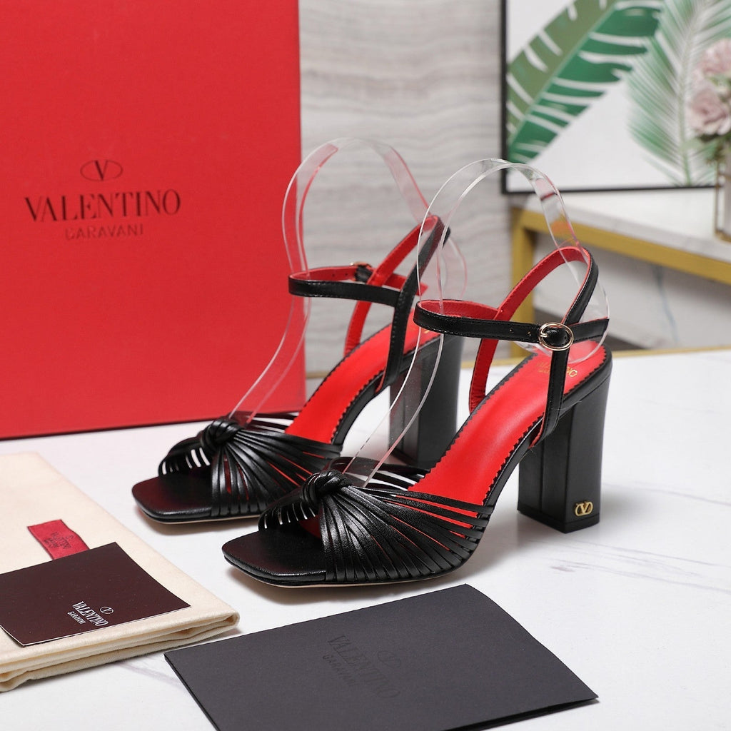 Valentino 2026 Garavani Annet 90mm Leather Block-Heel Sandal 864491