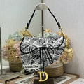 Dior 2026 Striking Black White Plan de Paris Pattern 25.5cm Saddle Bag 289478