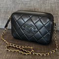 Chanel 2026 Quilted CC Diamond Camera Bag 23cm Black Calfskin