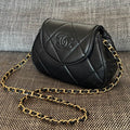 Chanel 2026 Vintage Coco Matelasse Flap Bag With Chain 22cm Black Calfskin